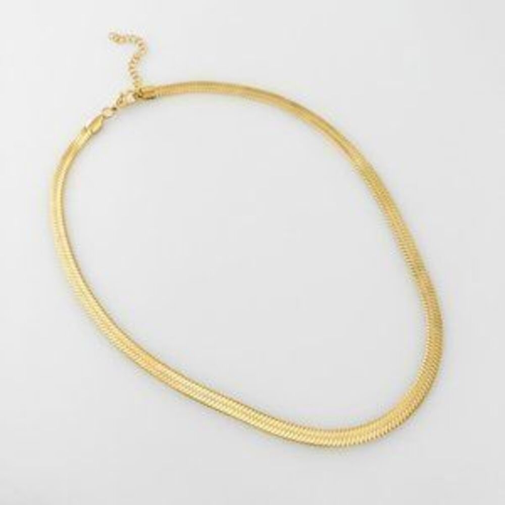 NEW 18K Gold Stainless Steel Herringbone Choker